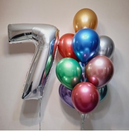 Воздушные шары Хром с цифрой на 7 лет